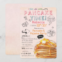 Pancake and Pajama Party Birthday Invitation