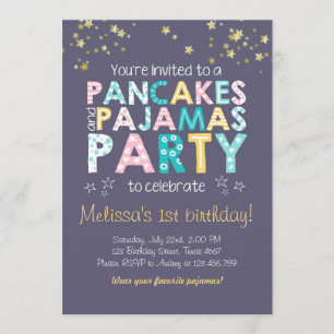 Pancake and Pyjamas birthday invitation