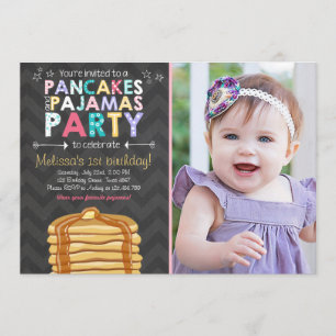 Pancake and Pyjamas birthday invitation