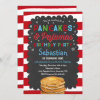 Pancake And Pyjamas Birthday Invitation PJ's Party