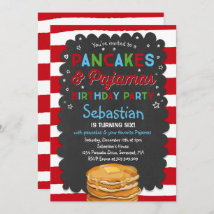 Pancake And Pyjamas Birthday Invitation PJ's Party