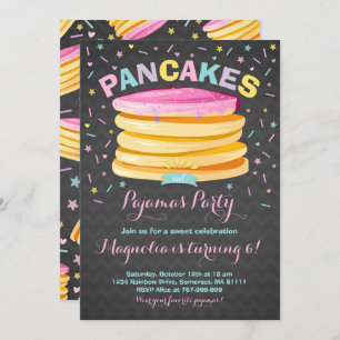 Pancake And Pyjamas Birthday Invitation PJ's Party
