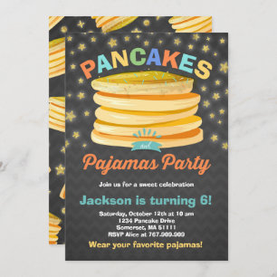 Pancake And Pyjamas Birthday Invitation PJ's Party