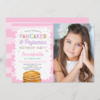Pancake And Pyjamas Birthday Invitation PJ's Party