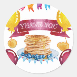 Pancake and Pyjamas Birthday Thank you Classic Round Sticker