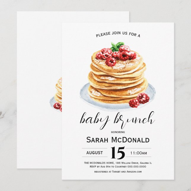 Pancake Baby Brunch Invitation (Front/Back)