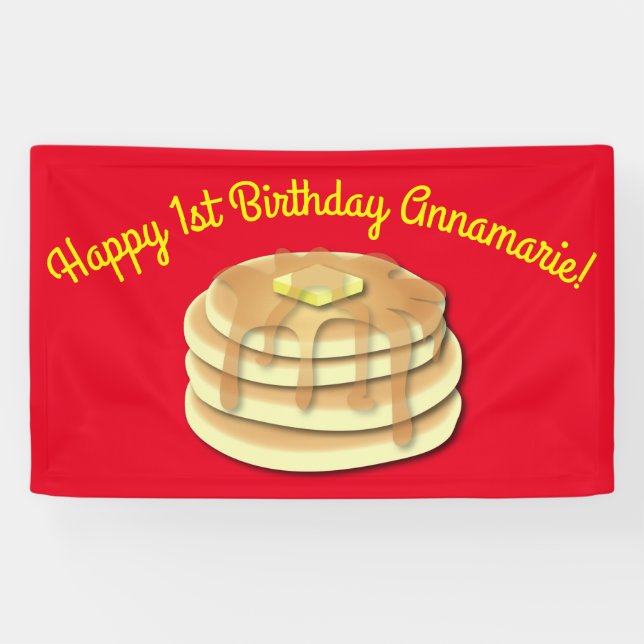 Pancake Birthday Party Flapjack Cute Kids Banner (Horizontal)