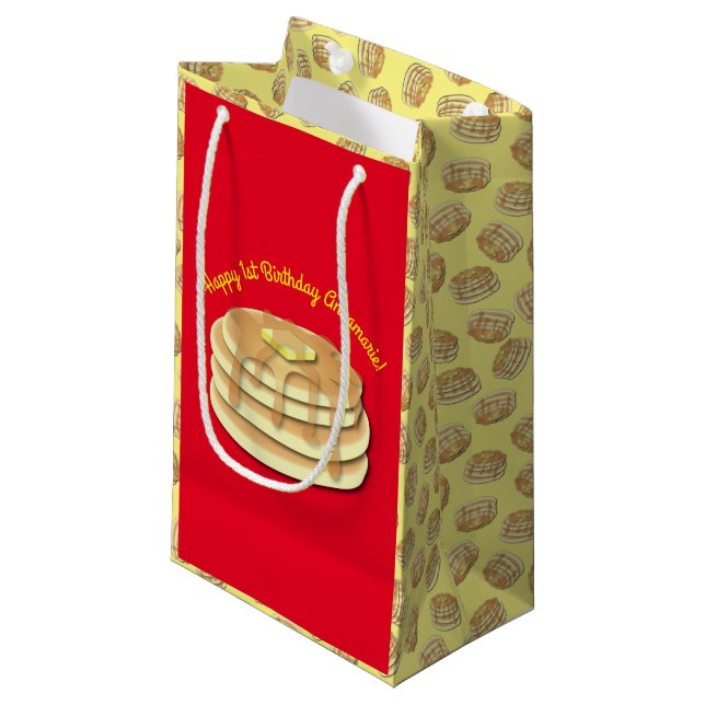 Pancake Birthday Party Flapjack Cute Kids Small Gift Bag (Front Angled)