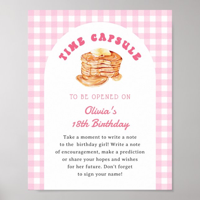 Pancake Breakfast 1st Birthday Time Capsule Sign (Front)