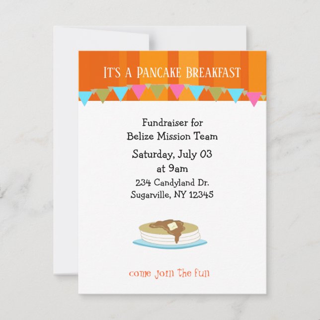 Pancake Breakfast Fundraiser Invitation (Front)