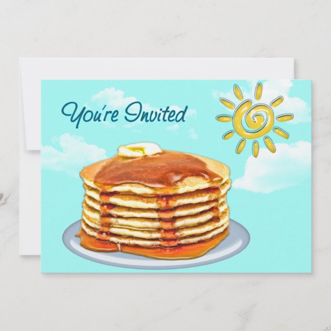 Pancake Breakfast Sun, Sky & Clouds Invitation (Front)