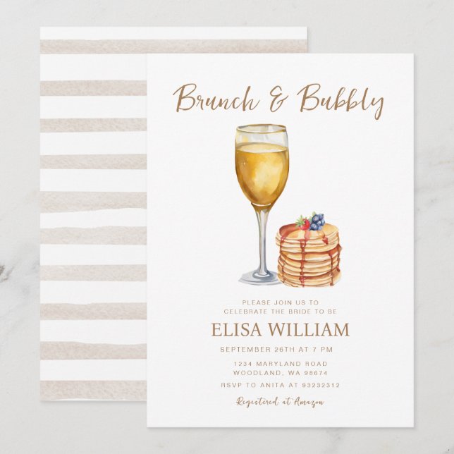 Pancake Bridal Shower Brunch  Invitation (Front/Back)