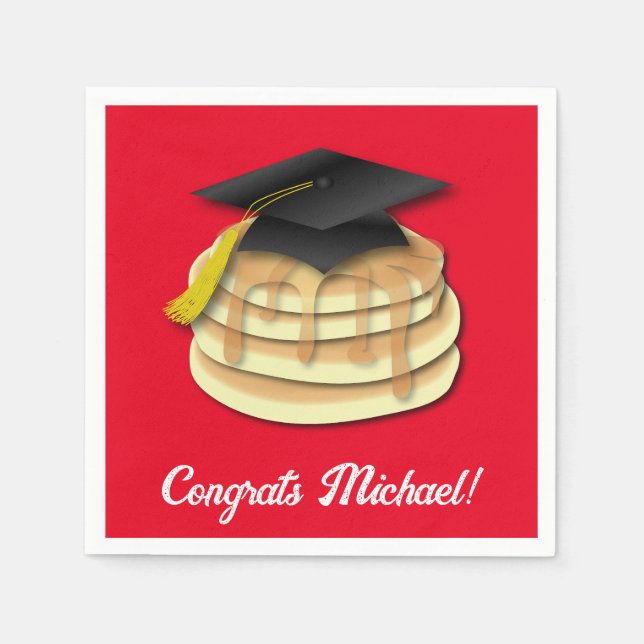Pancake Brunch Graduation Party Invitation Napkin (Front)