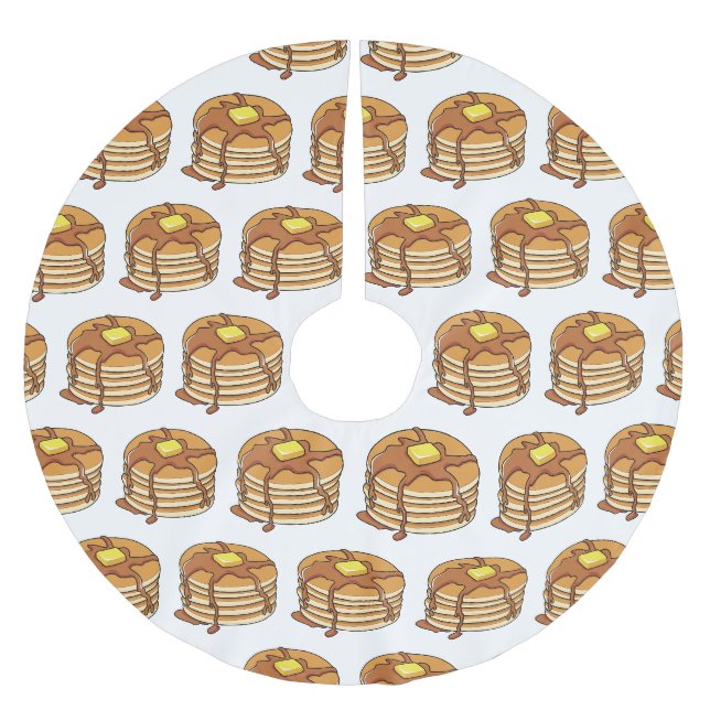 Pancake cartoon illustration  brushed polyester tree skirt (Front)