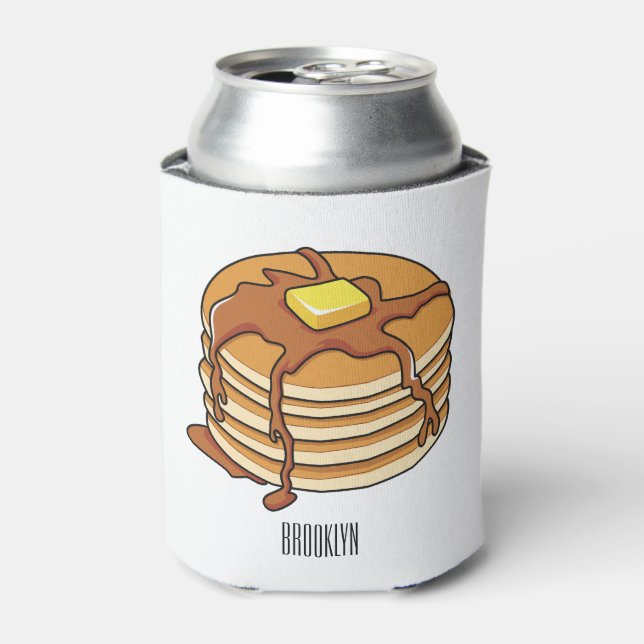 Pancake cartoon illustration  can cooler (Can Front)