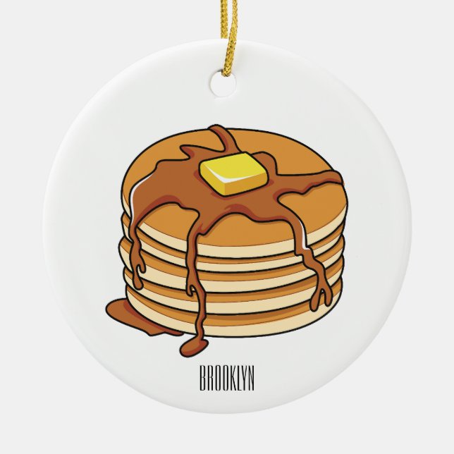 Pancake cartoon illustration  ceramic ornament (Front)