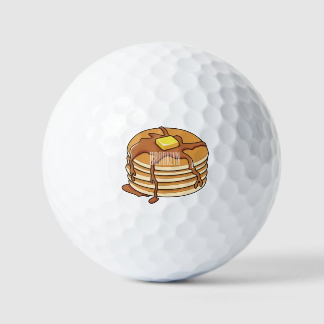 Pancake cartoon illustration  golf balls (Front)