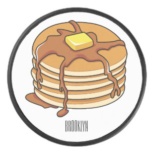 Pancake cartoon illustration hockey puck
