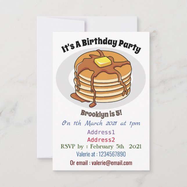 Pancake cartoon illustration invitation (Front)
