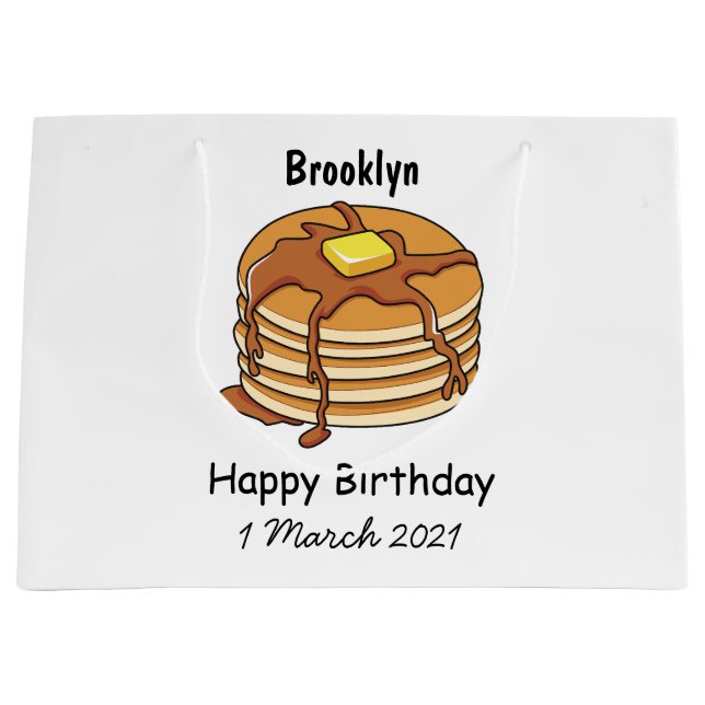 Pancake cartoon illustration large gift bag (Front)