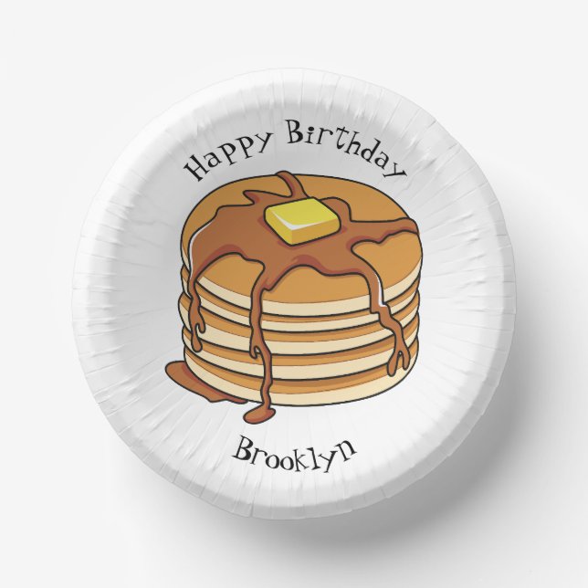 Pancake cartoon illustration paper plate (Front)
