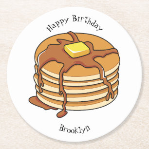 Pancake cartoon illustration round paper coaster