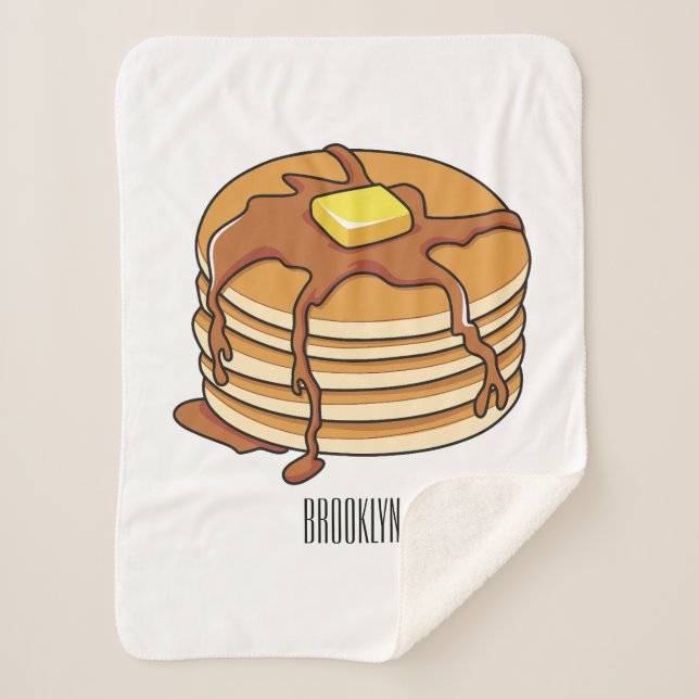 Pancake cartoon illustration sherpa blanket (Front)
