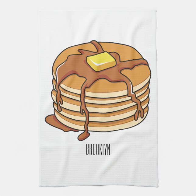 Pancake cartoon illustration  tea towel (Vertical)