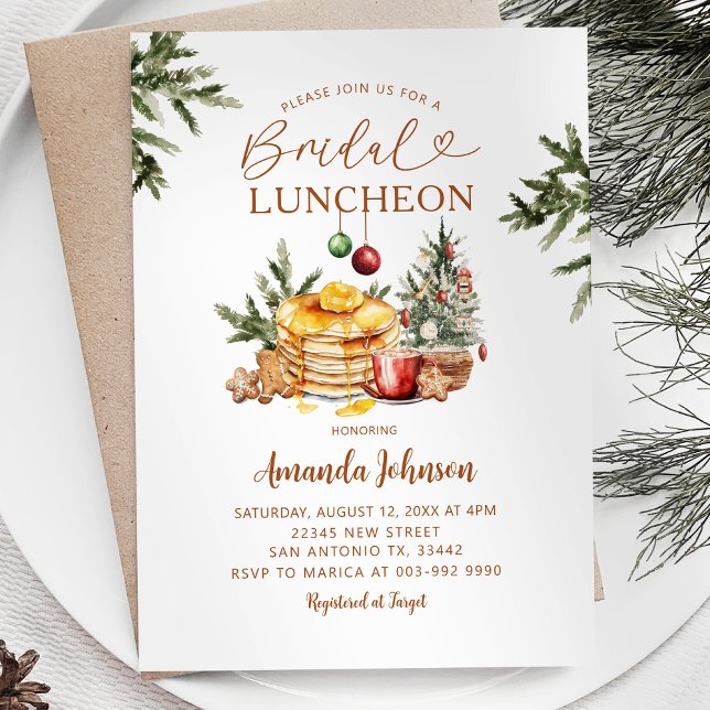 Pancake Hot Cocoa Christmas Party Bridal Luncheon Invitation (Creator Uploaded)