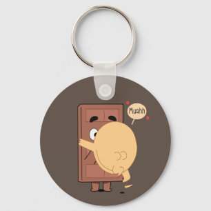 Pancake Kissing Choco Funny Cute Couples  Key Ring