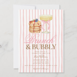 Pancake Pink Brunch & Bubbly Bridal Shower Invitation
