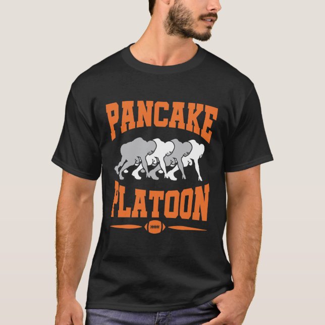 Pancake Platoon Football Offensive Line Lineman T-Shirt (Front)