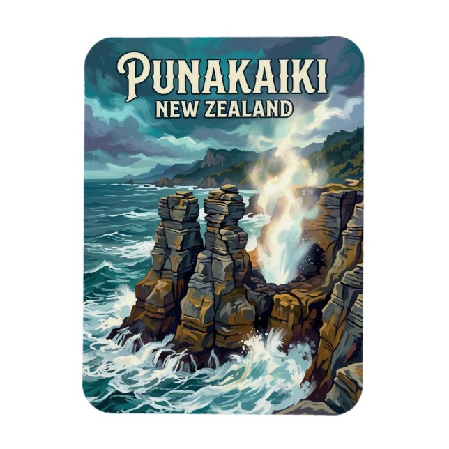 Pancake Rocks New Zealand Magnet (Vertical)