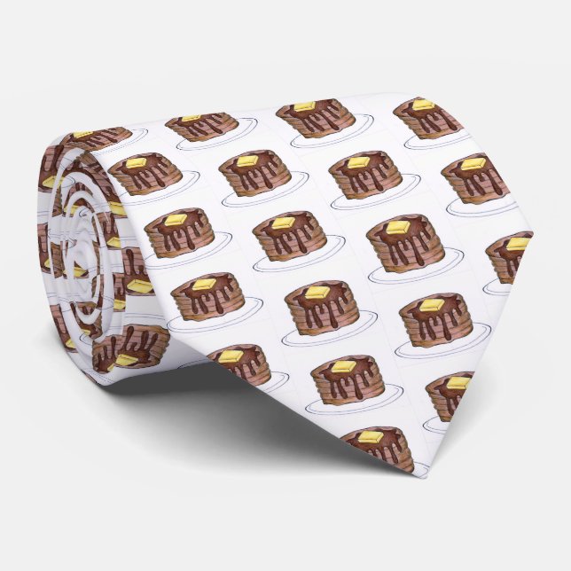 Pancake Short Stack Flapjack Syrup Butter Foodie Tie (Rolled)