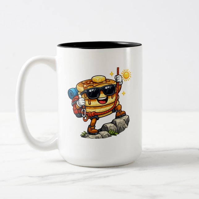 Pancake Stack Climbing  Two-Tone Coffee Mug (Left)