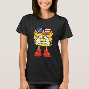 Pancake Sunglasses American Flag USA 4th Of July T-Shirt