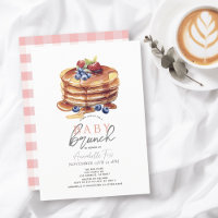 Pancake Watercolor Pink Gingham Girl Baby Brunch