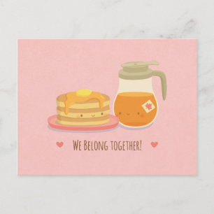 Pancakes and Maple Valentines Greeting Postcard