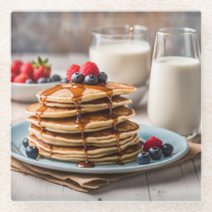 Pancakes and milk glass coaster
