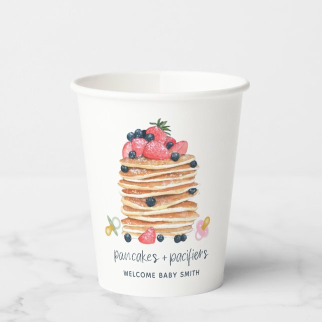 Pancakes and Pacifiers Baby Shower Brunch Paper Cups (Left)