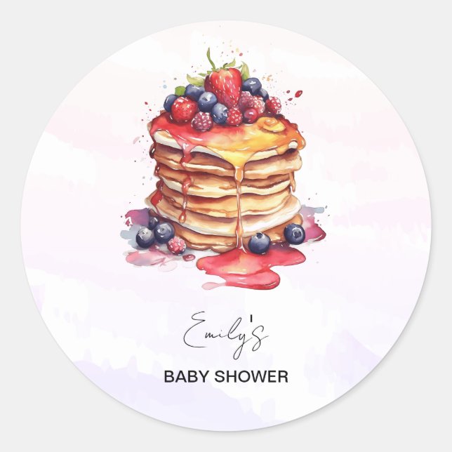 Pancakes and Pacifiers Brunch Baby Shower Classic Round Sticker (Front)