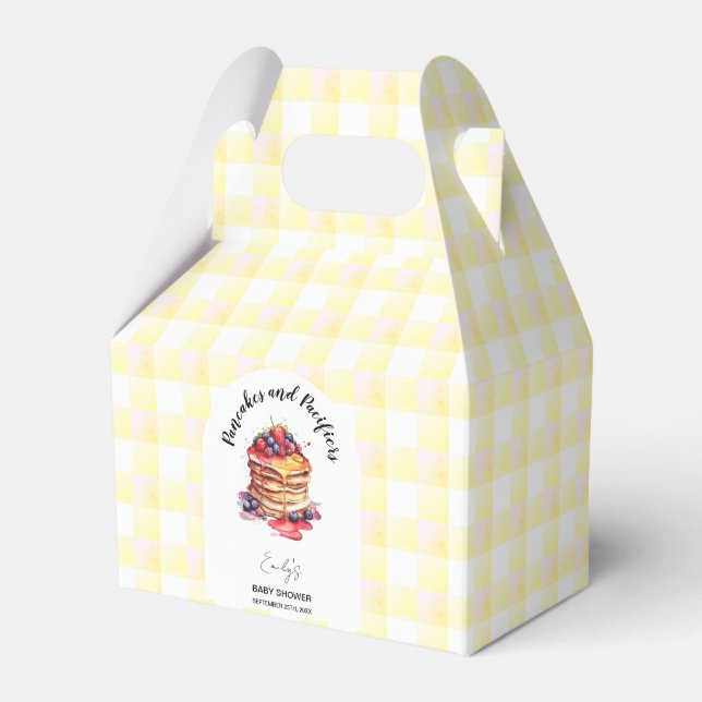 Pancakes and Pacifiers Gingham Plaid Baby Shower Favour Box (Front Side)