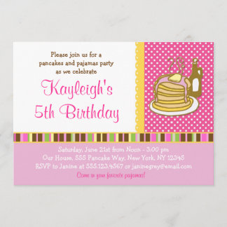 Pancakes and Pajama Girl Birthday Invitations