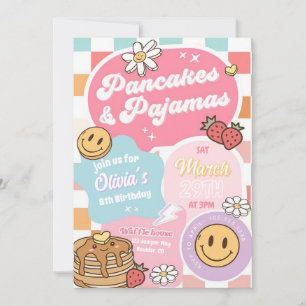 Pancakes and Pajamas Birthday Party Invitation 