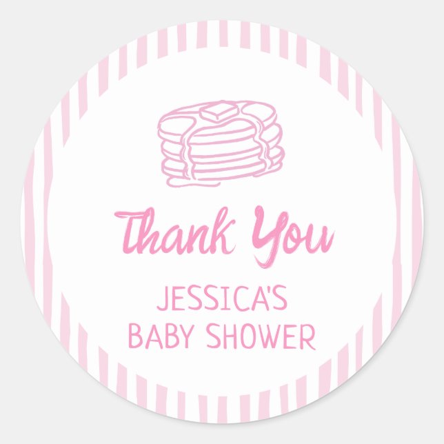Pancakes and Pajamas Breakfast Girl Baby Shower Classic Round Sticker (Front)