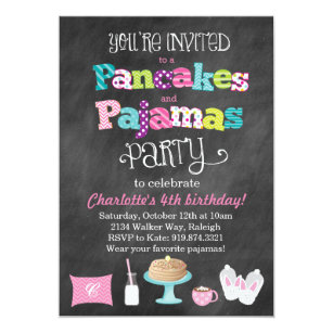 Pancakes and Pajamas Chalkboard Style Invitation