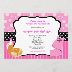 Pancakes and Pyjamas Birthday invitations