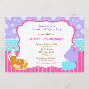 Pancakes and Pyjamas Birthday invitations