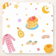 Pancakes and Pyjamas Birthday Party Coasters