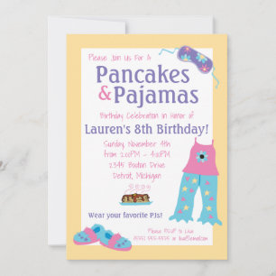 Pancakes and Pyjamas Birthday Party Invitation